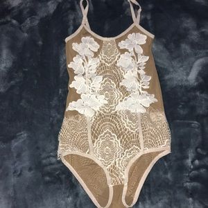 White laced body suit with adjustable straps!!